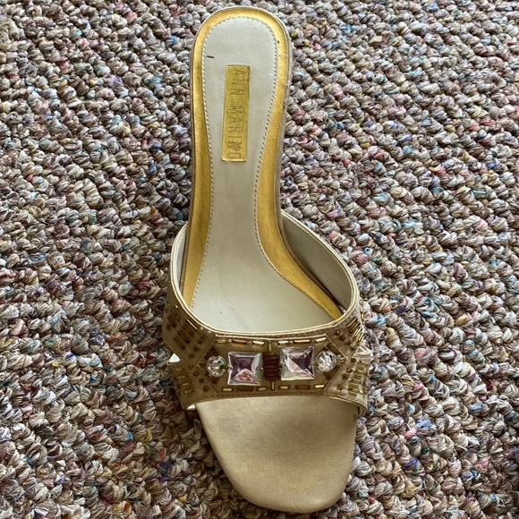 Ann Marino heeled sandals/slides with jewels - Picture 5 of 10